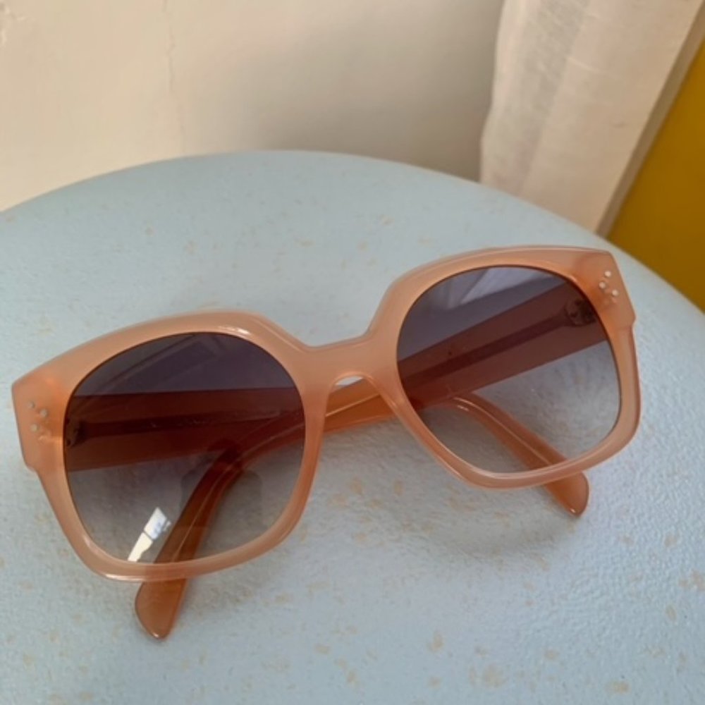 CELINE Women Sunglasses Rectangular Pink Opal / Grey Green Gradient - Picture 4 of 5